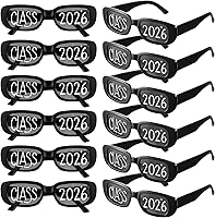 Class of 2026 Graduation Glasses - Cuffbow Bulk 12 Pack Black Sunglasses Photo Booth Props for Parties