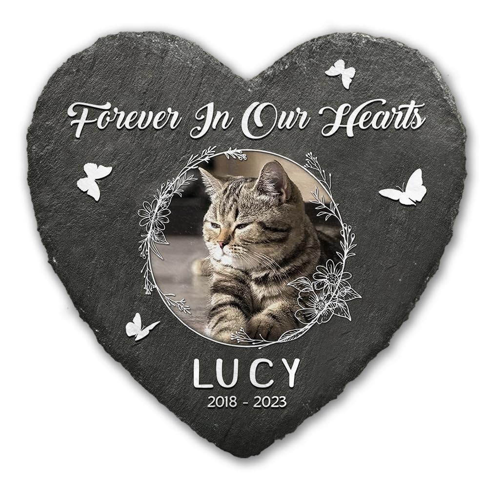 Kilyhome Personalized Heart Shaped Pet Memorial Stone for Cats and Dogs - Perfect Bereavement Gifts for Pet Lovers, Dog & Cat Lover - Unique Slate