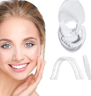 HUANFENGTING 1 Pair Upper Teeth & Lower Teeth Snap On Smile Teeth Veneers Whitening Instant Cosmetic Dentistry Comfortable Veneer Cover Teeth Whitening Smile Denture(1)