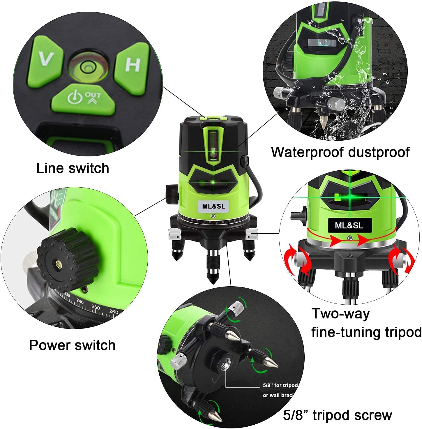 Prоmо Dіѕсоunt Uр Tо 70% оƒƒ Multi-Line Green Beam Laser Level - Automatic Self-leveling laser Four Vertical and One Horizontal Lines with Down Plumb Dot,360°Rotating Base,Tilt & Outdoor Mode,Magnetic Support Included