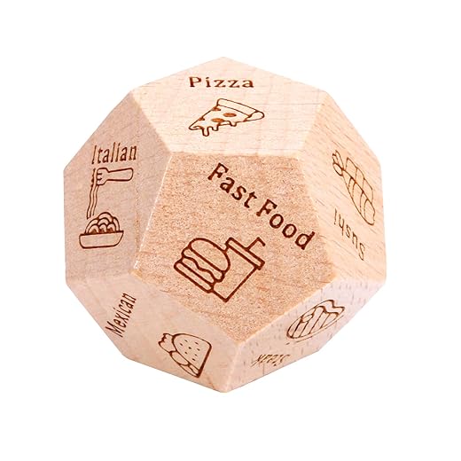Wood Food Dice Valentines Day Gifts for Him Her Christmas Date Night Gifts for Boyfriend Girlfriend Couples Husband Wife Wedding Birthday Gifts for Women Men 5th Wood Anniversary for Him Her