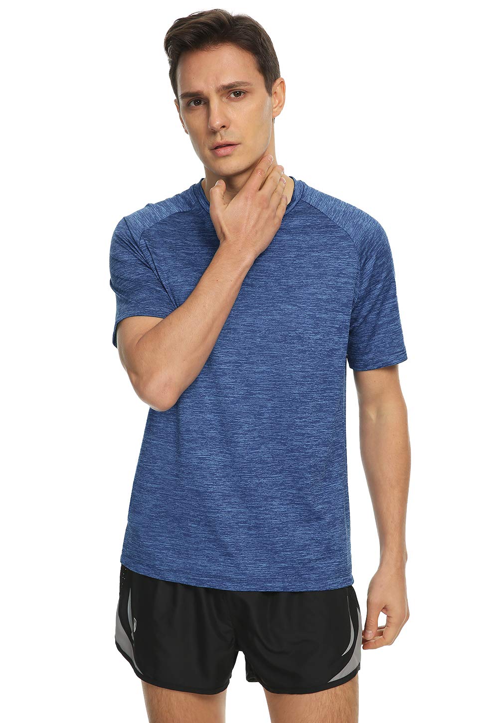 Xelky Paquete de 4-5 camisetas para hombre, de ajuste seco, absorben la humedad, atléticas, para ejercicio, fitness, ropa deportiva, manga corta, gimnasio, entrenamiento