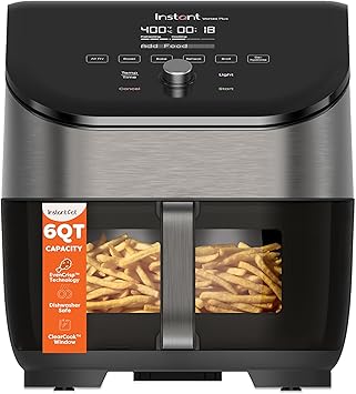 Instant Pot Vortex Plus 6QT Air Fryer with Odor Erase Technology,6-in-1 Functions that Crisps,Roasts, Broils,Dehydrates, Bakes & Reheats, 100+In-App Recipes, from the Makers of Instant Pot,1700W,B...