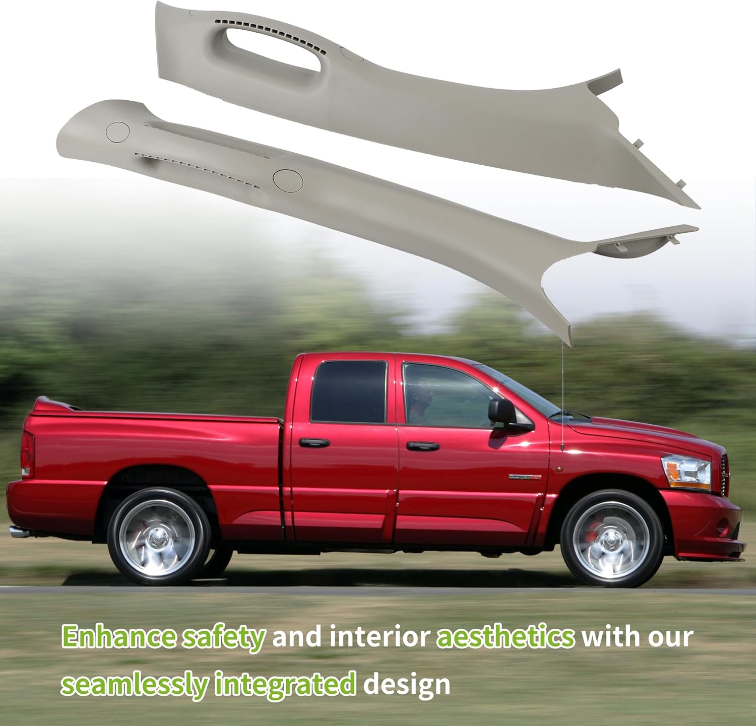 Pair A Pillar Grab Handle Interior Trim Left Right Driver Passenger Side Compatible with 2002-2010 Dodge Ram 1500 2500 3500 Pickup Replace 1TE75BD1AA 1TE74BD1AA (Beige)