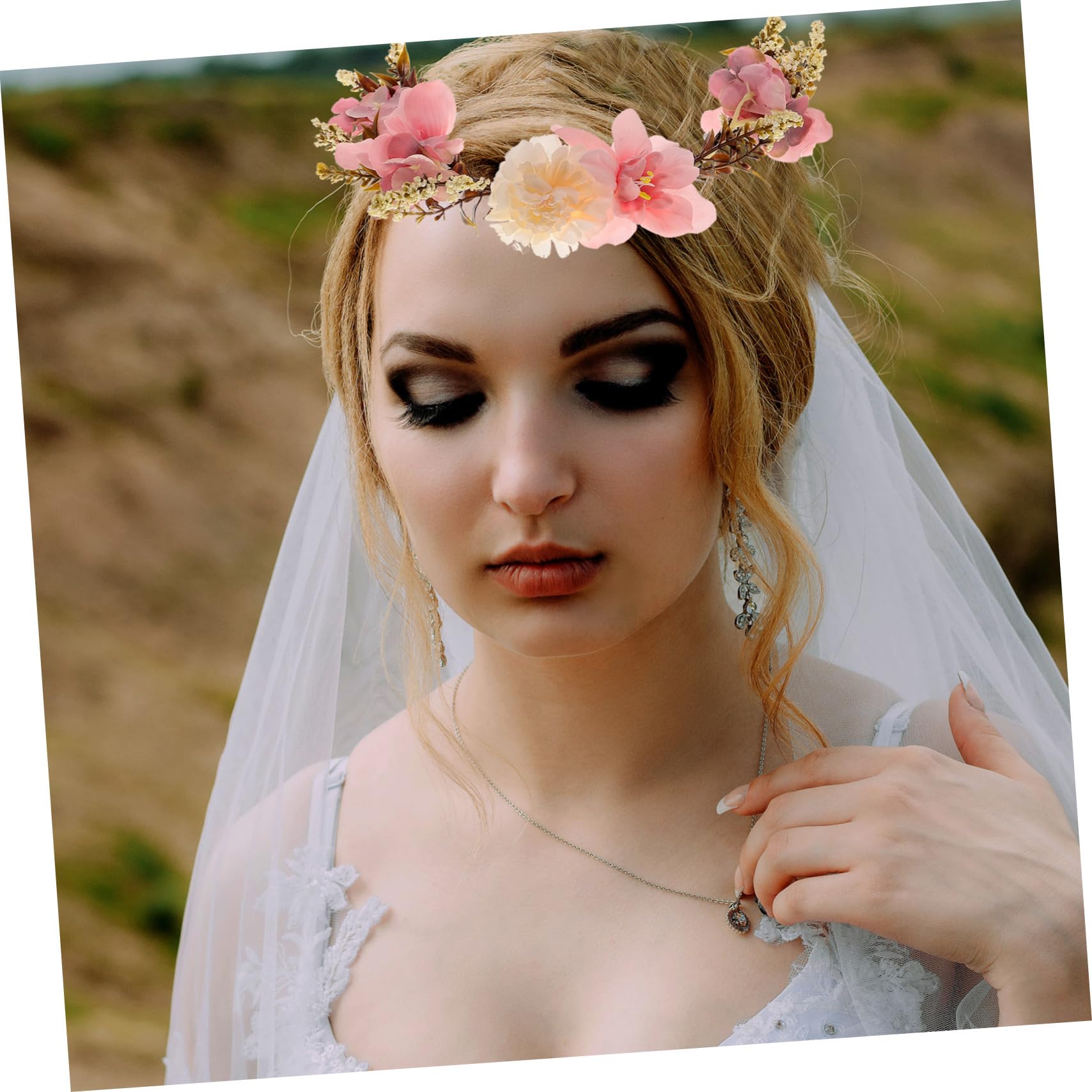 Serrage-tête Fleur pour Femme en Tissu pour Mariage et Plage