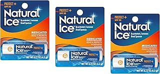 Mentholatum Natural Ice Protect+ Broad Spectrum SPF 30 Medicated Lip Balm, 0.15 Ounce (Pack of 3)