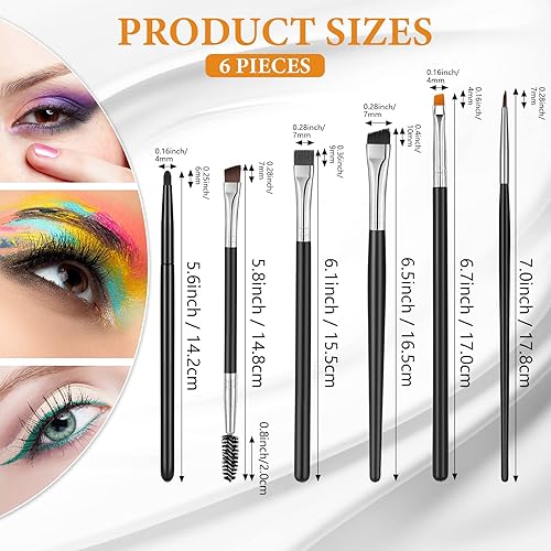 Miniatura 2 de Zopeal Juego de 6 brochas para cejas, juego de brochas de maquillaje planas, pincel delgado en ángulo y peine firme, cepillo de cejas para sombra de