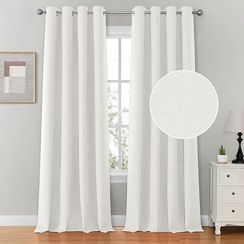 HOMEIDEAS Cortinas opacas 100% de lino marfil para dormitorio, cortinas de oscurecimiento de habitaciĂłn de 52 x 84 pulgadas para sala de estar, lino HOMEIDEAS Cortinas opacas 100% de lino marfil para dormitorio, cortinas de oscurecimiento de habitaciĂłn de 52 x 84 pulgadas para sala de estar, lino