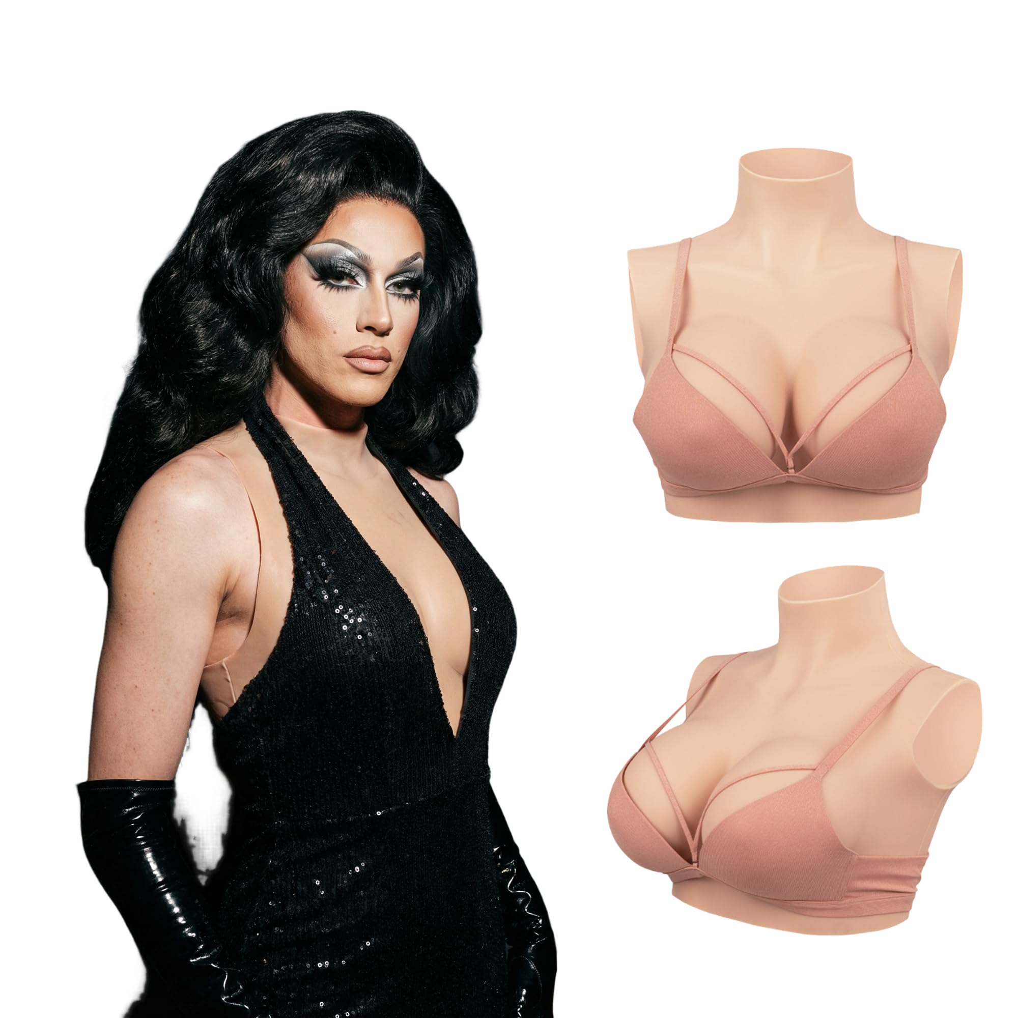 Ultra-Thin & Lightweight Silicone Breast Forms - Realistic Fake Boob Stretchable Comfortable - Small Size for Crossdressers Drag Queen Mastectomy Cosplay