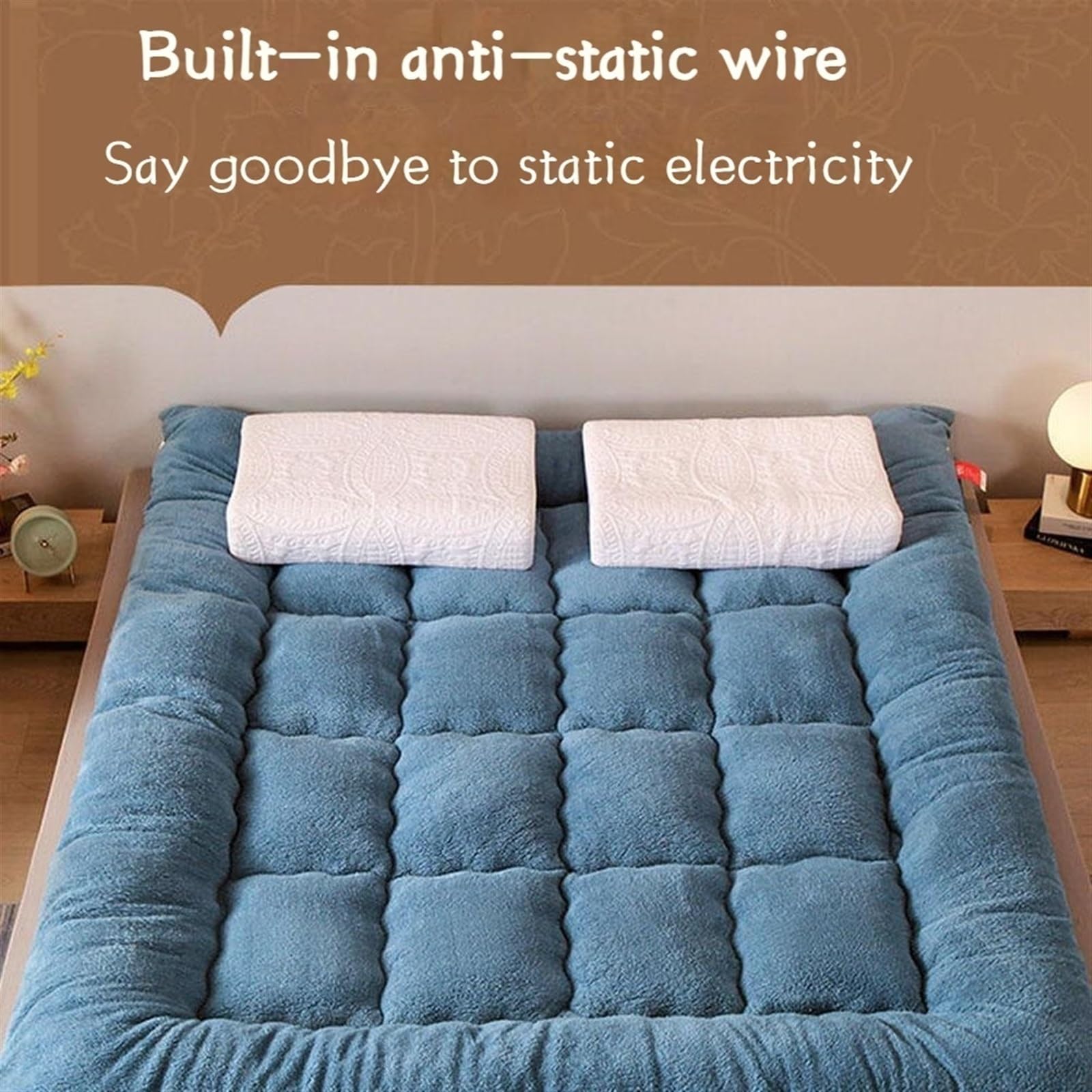 Colchón grueso para suelo de futón, colchón enrollable plegable japonés, colchón portátil para acampar, colchón para sofá cama, colchón doble individual de felpa doble ( Color : Yellow , Size : 120*20