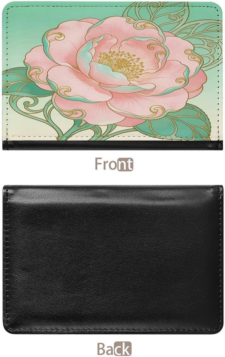 Pink Turquoise Camellia Passport Holder for Travel image 3