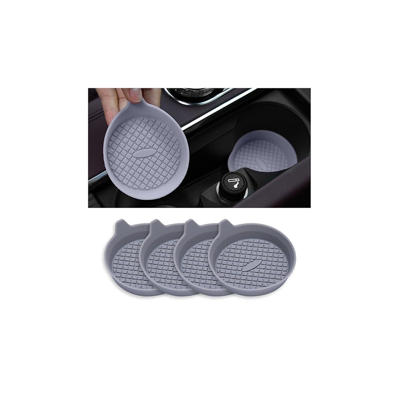 Kit com 4 bases de silicone para porta-copos automotivo Couslcd, cinza, 7 cm