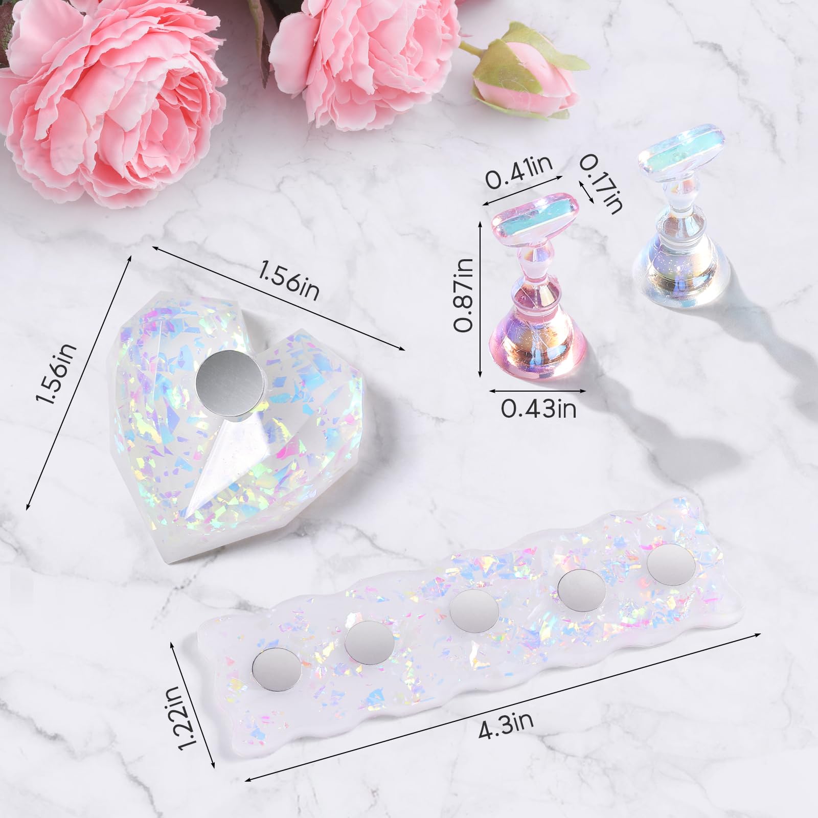 Soporte de uñas, 2 juegos de soportes de uñas para pintar uñas, kit magnético de uñas a presión, tecnología de uñas imprescindibles, herramientas de arte de uñas acrílicas para el hogar 2