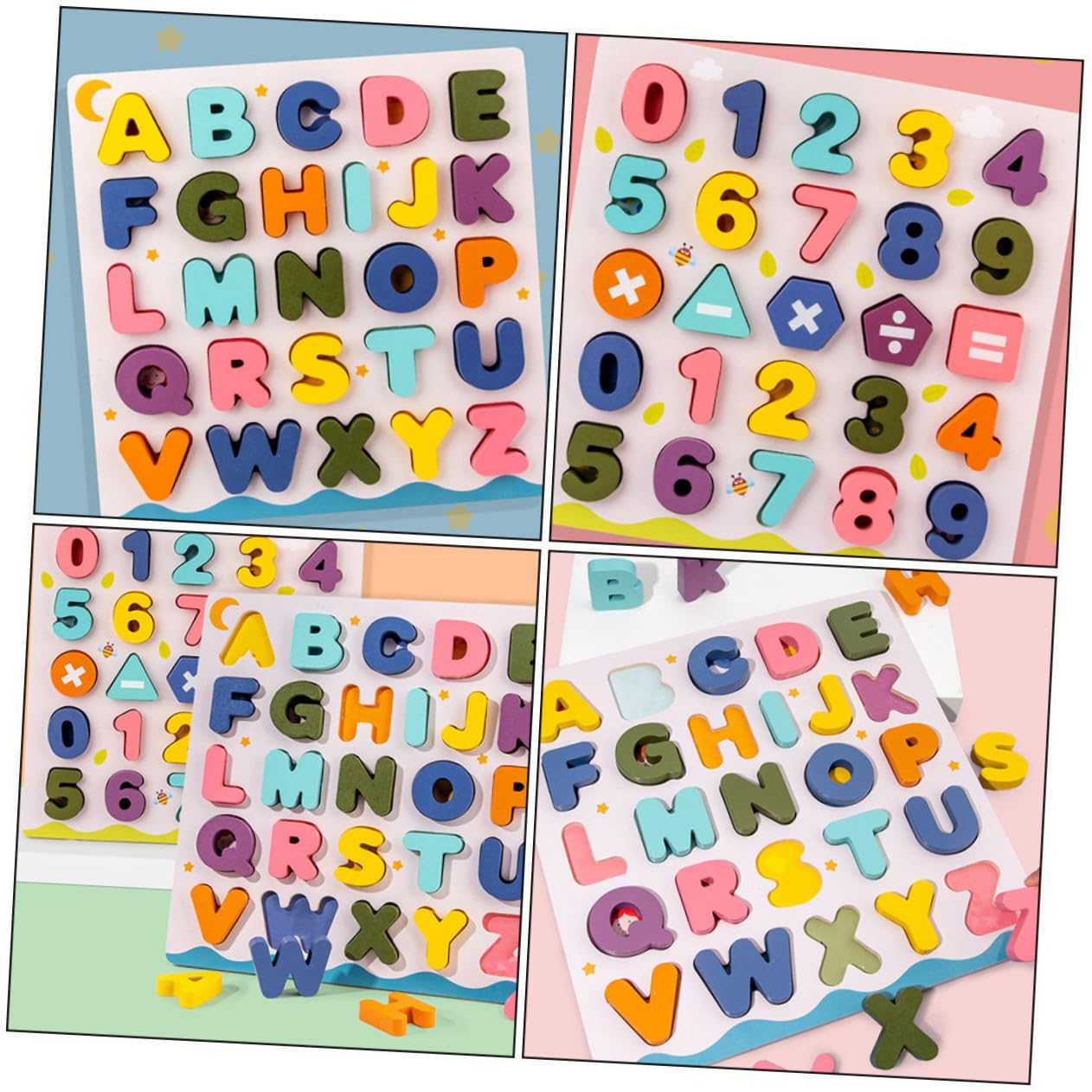 BESPORTBLE 2juegos Rompecabezas de Madera para Alfabeto y Bloques de Rompecabezas Juguetes de Reconocimiento de Letras para Jugar Casa y Aprender Números y Letras Juguetes de Reconocimiento D