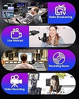 Vista 6 de Soporte universal de montaje de choque para micrófono, clip de micrófono para diámetro de 1,85 – 2,08 pulgadas, montaje de choque antivibración