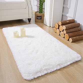 Chicrug Soft Runner Rug for Bedroom Living Room Plush Fluffy Rug 2x4 Feet, Shag Furry Runner Rug Carpet Non Shedding for Nursery Children Kids Girls Room Home Decorative, Cream
