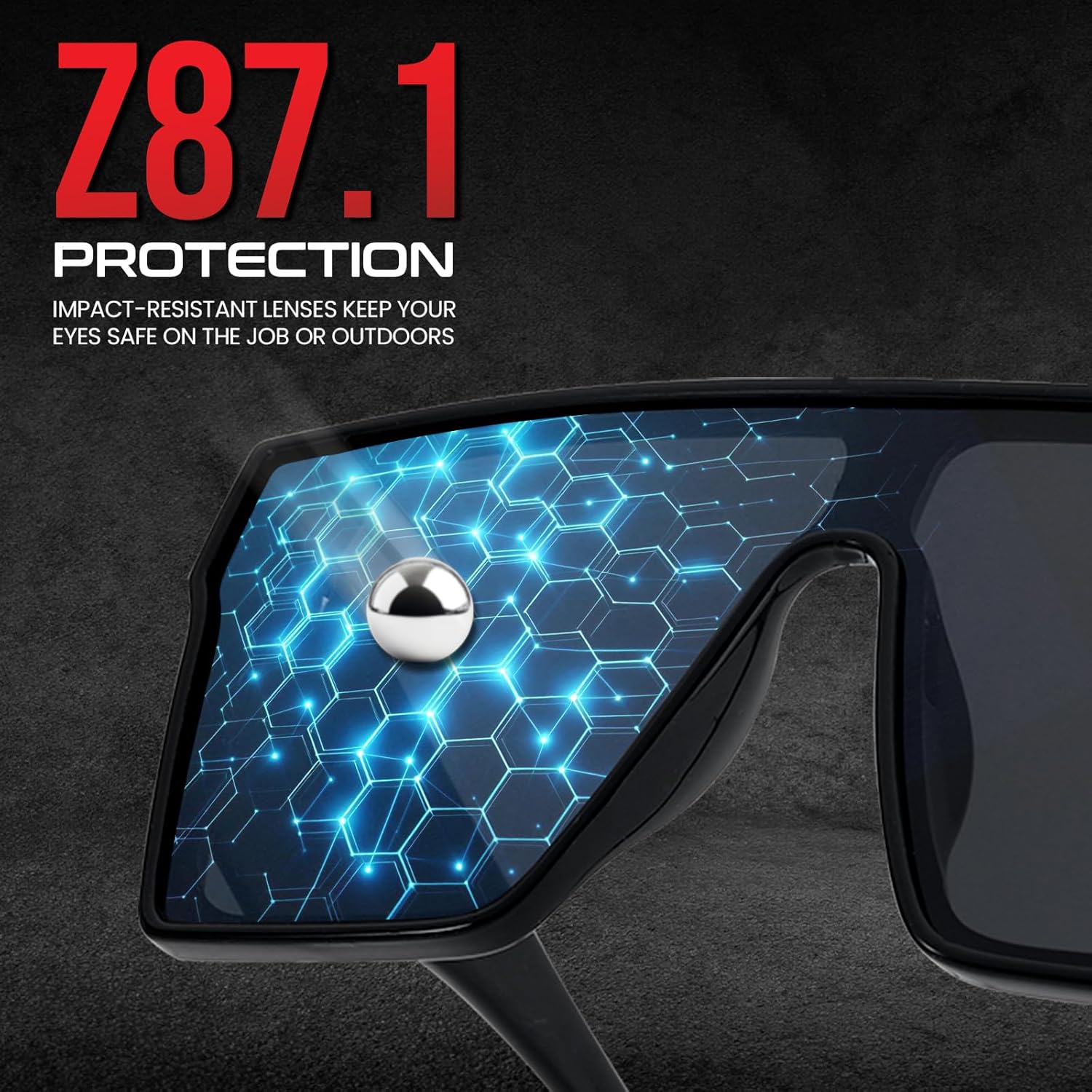 Z87 Polarized Sunglasses for Men Big Square Polarized Z87.1 Sun Glasses with UV Protection
