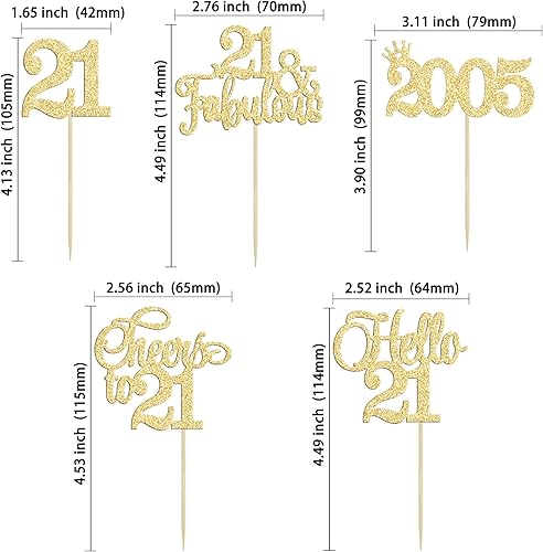 Miniatura 2 de Gyufise 30 piezas de decoración para cupcakes de cumpleaños 21 Hello 21, palillos para cupcakes 2004 para cumpleaños, cumpleaños, aniversario,