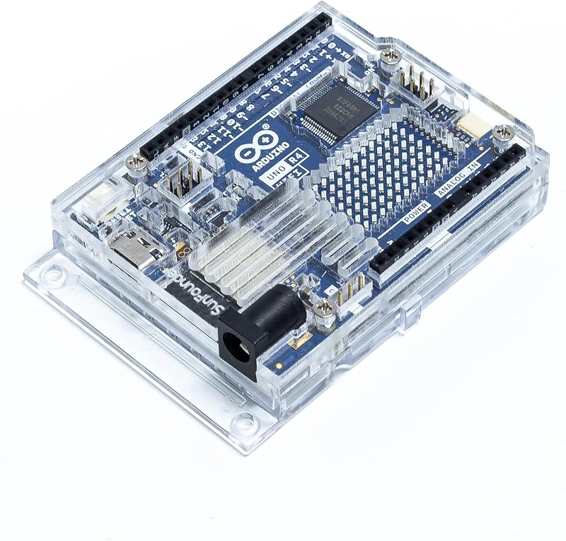 SunFounder Coque en acrylique transparent compatible avec Arduino UNO R4 WiFi (boîtier inférieur d'origine non inclus)