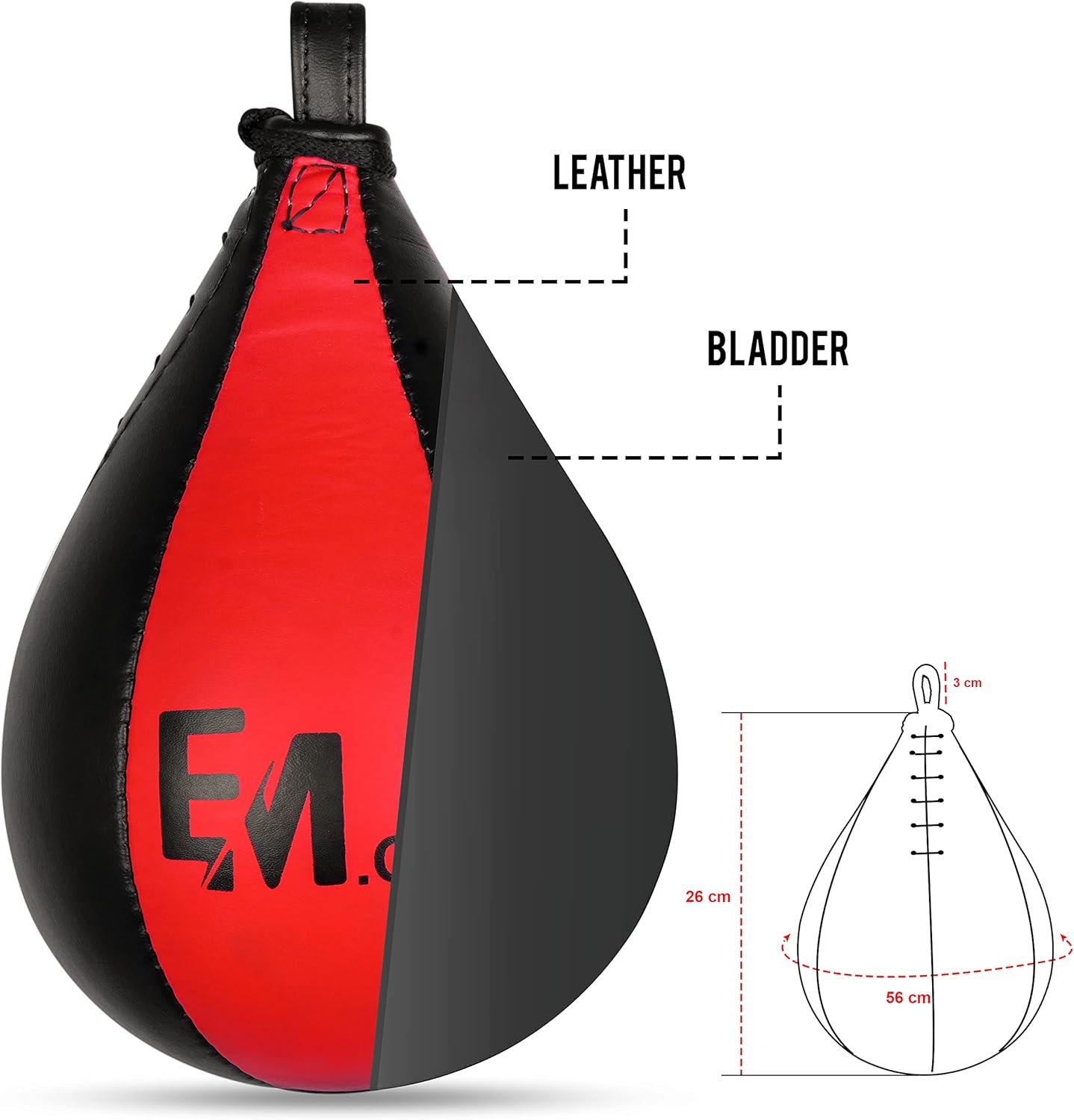 Boxing Speed Bag - Speed Punching Bag with Heavy Duty Swivel, Durable Leather Boxing Bags Ideal for Reflex Training, Speed Ball with Hanger for Fitness and MMA,Boxing Equipment for Kids Adults - Image 3