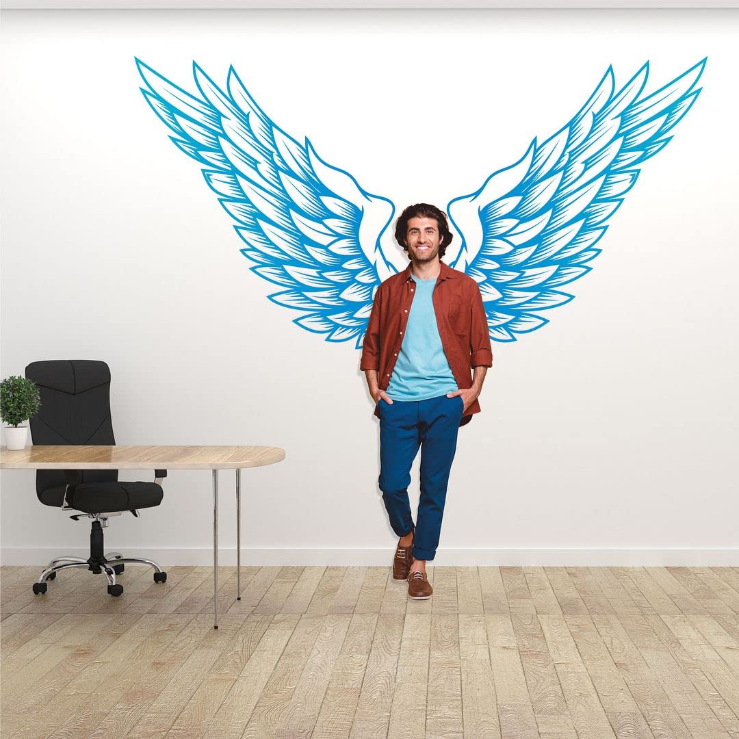 KREEPO Beautiful Sky-Blue Wings Wall Sticker for Home and Wall Decoration Size (26inchX 48inch) kr9 1