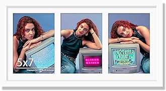 8x16 Collage Picture Frame, 5x7 Collage Picture Frame Displays Three 5x7 inch Photos, or 8x16 (Without Mat) for Available Horizontal Wall Mounting Display and Vertical, White.
