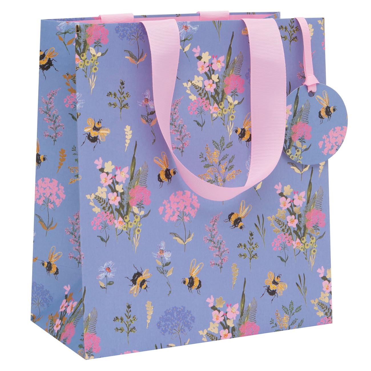 Glick Luxury Large Gift Bag, Bee Meadow Birthday Bag and Other Celebrations, 260 x 315 x 135 mm, Multi-Coloured