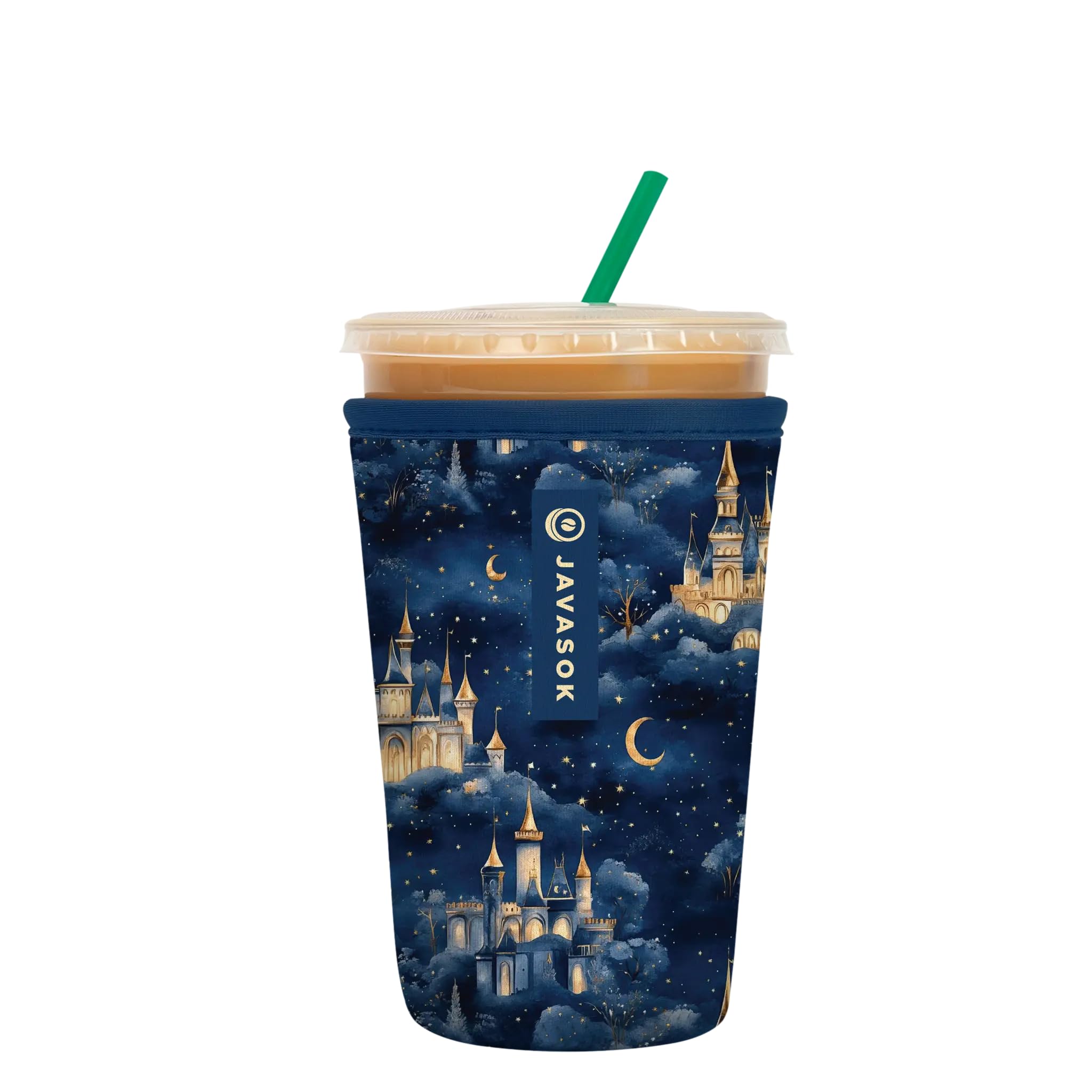 Sok It JavaSok Iced Coffee &amp; Cold Soda Insulated Neoprene Cup Sleeve (Castle in the Sky, Medium: 22-28oz)