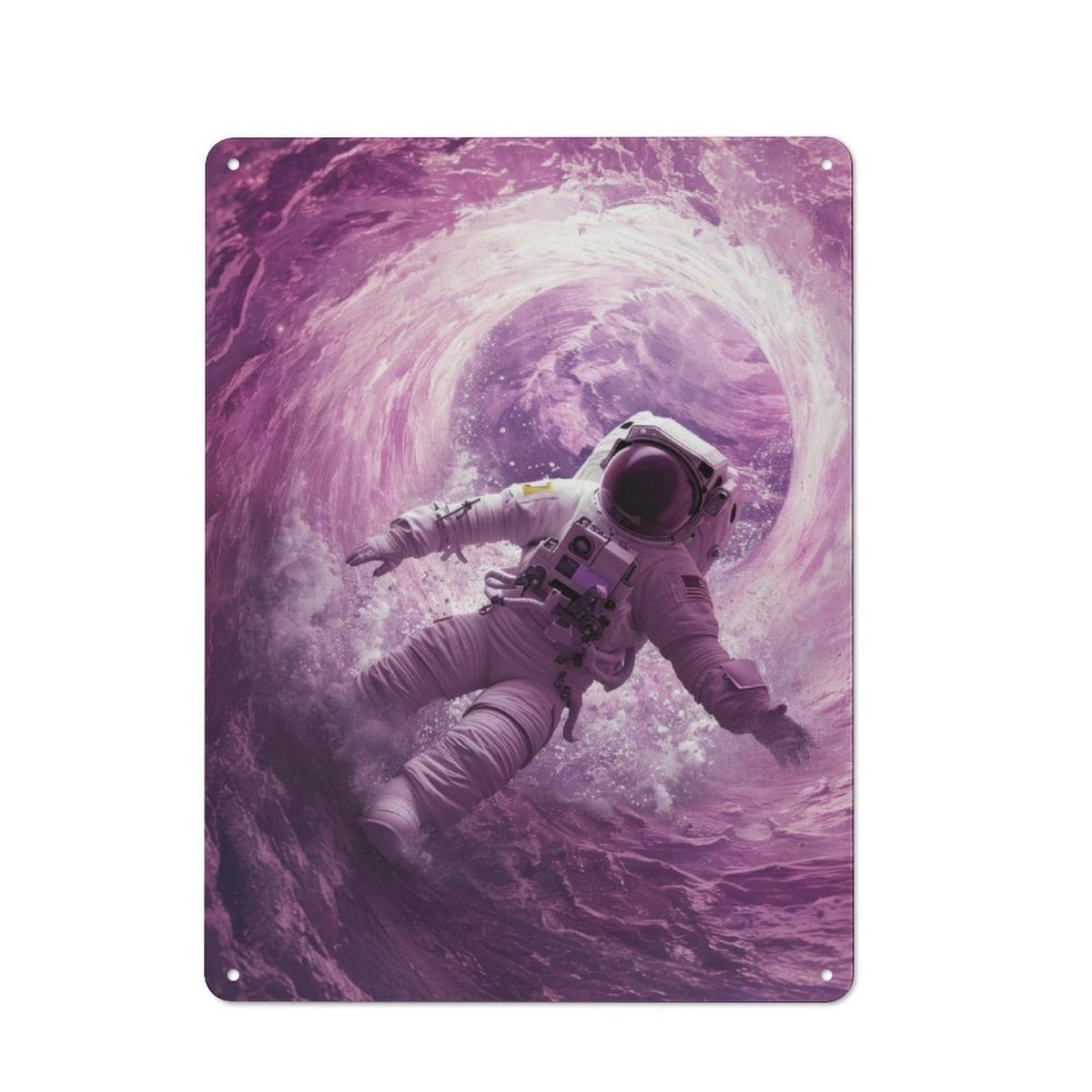 Junmoney Astronaut Space Surfer Retro Metal Wall Sign 40X30cm With For Pub Or Café, A Housewarming Gift For Hospitality Wall Decor Collectors