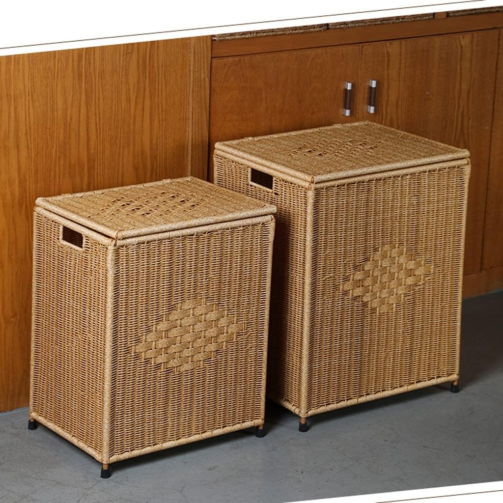 Dirty Clothes Basket Imitation Rattan Dirty Clothes Basket Hotel Bathroom Laundry Basket Dirty Clothes Storage Basket (40 * 30 * 51cm)