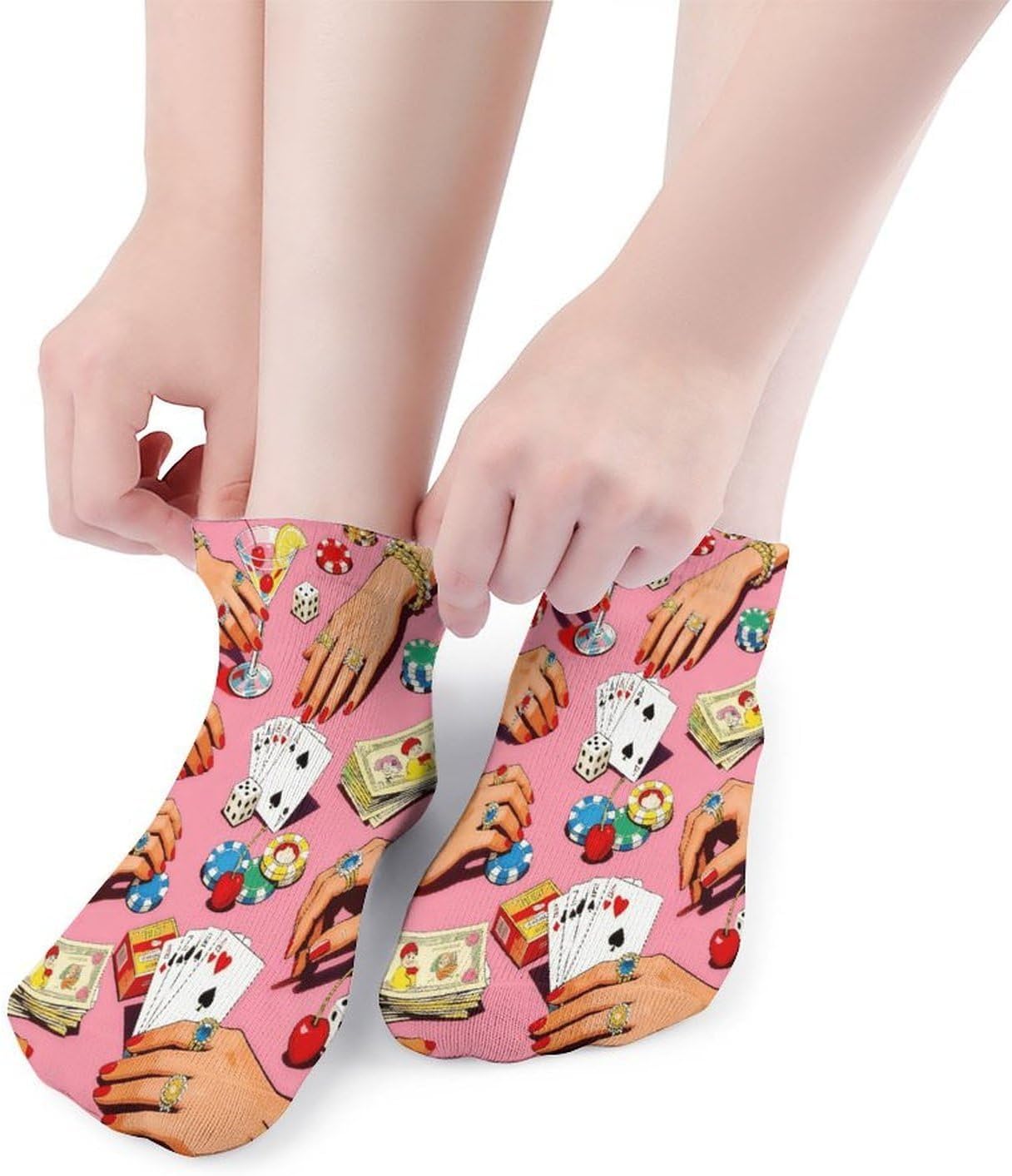 Playing Poker Ankle Sock-Low Cut Breathable,Basketball Socks for Men Women,Tube Socks for Work Sports