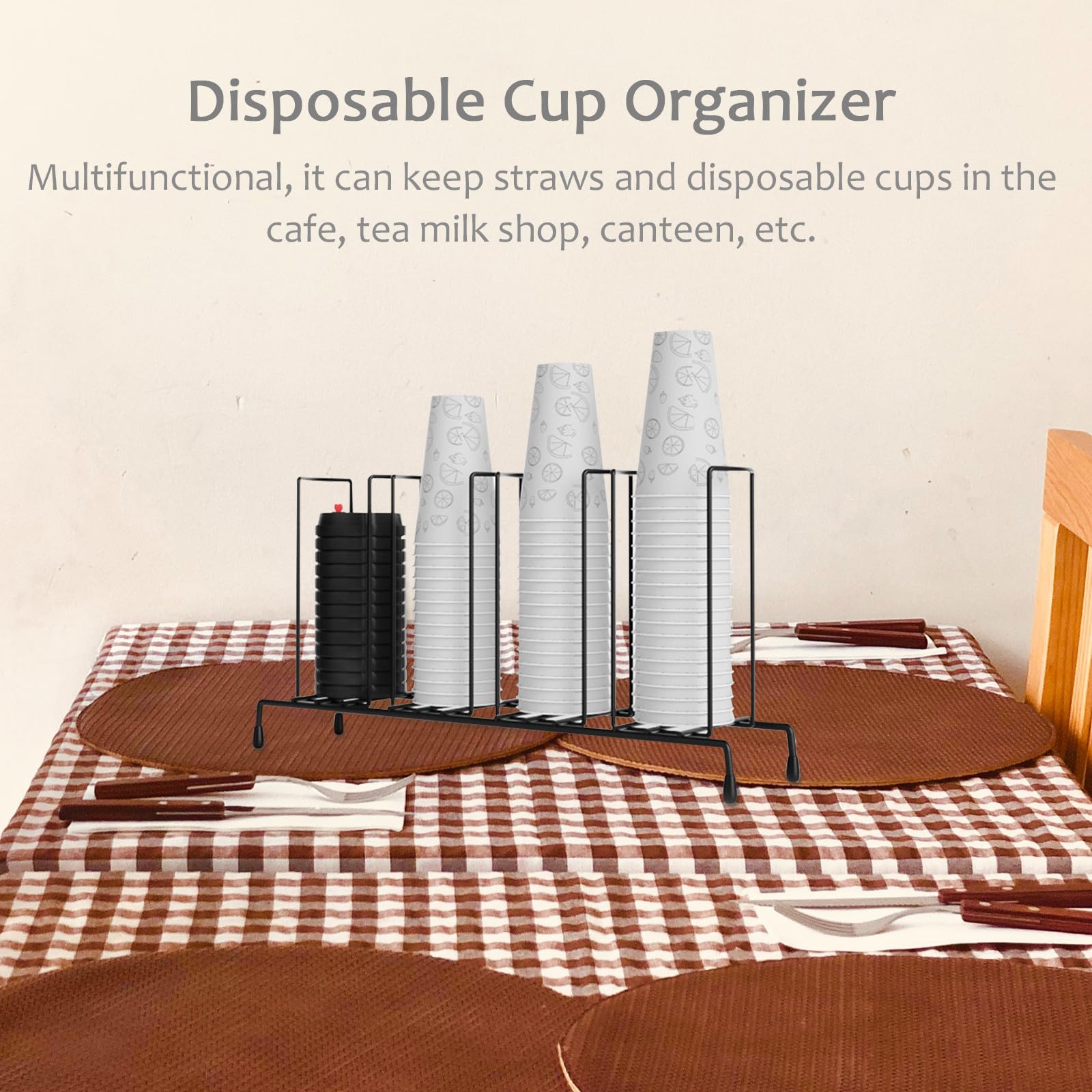 ULTECHNOVO Dispensador de Hierro Desechables de Vasos para Negro Barra