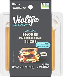 Violife Just Like Smoked Provolone Slices 7.05 oz - 100% Vegan Dairy-Free Plant-Based Cheese, Melty & Stretchy