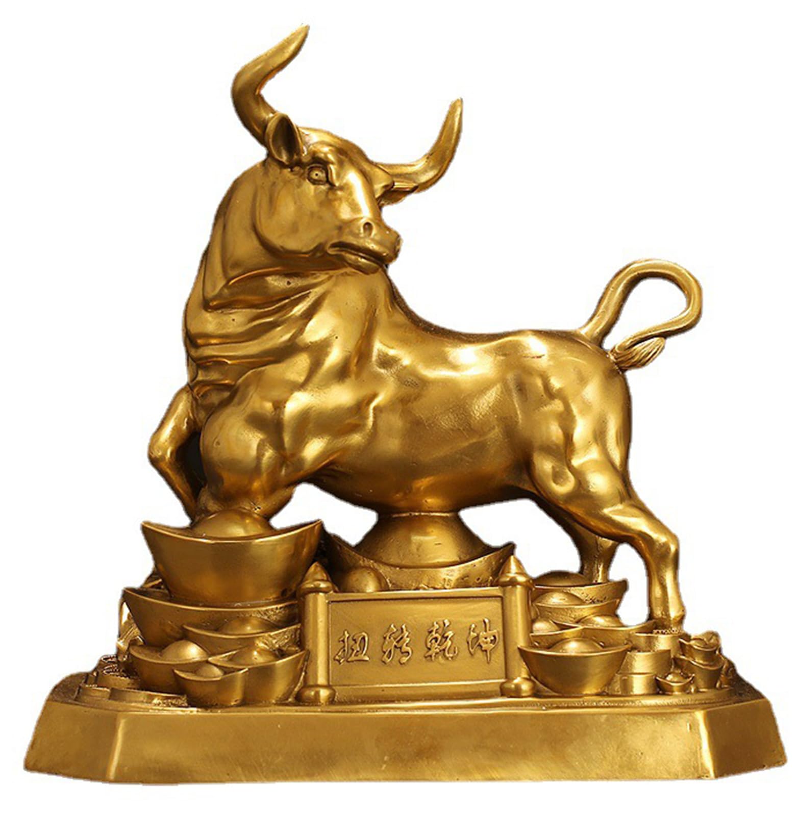 NHDVDVAV Brass Wall Street Bull Statues,Feng Shui Bull Art Sculpture,Copper Ox Figurines for Symbol of Bullish Fortune,Home Office Decor,Prosperity Gift,18.5 * 10 * 18.5cm
