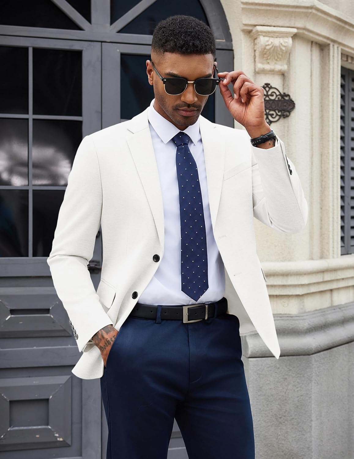 COOFANDY Mens Casual Blazer Knit Sport Coat Lightweight Two Button Suit Jacket - Image 4