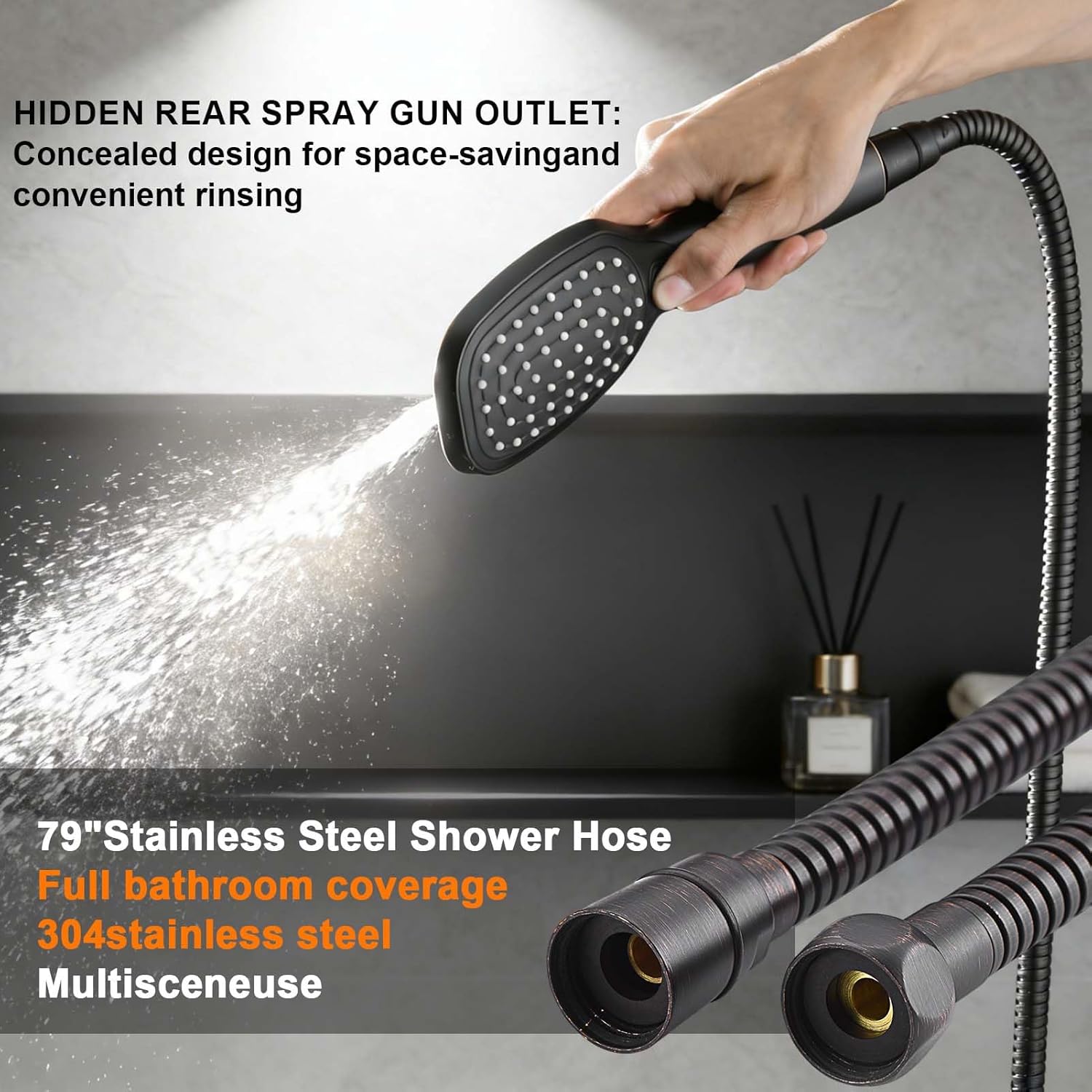 SonTiy 12 Inch Rainfall Shower System with Handheld Spray, High Pressure Rain Shower Head with Jet Spray, Luxury Bathroom Shower Fixtures with Adjustable Slide Bar & Shower Caddy, Oil Rubbed Bronze