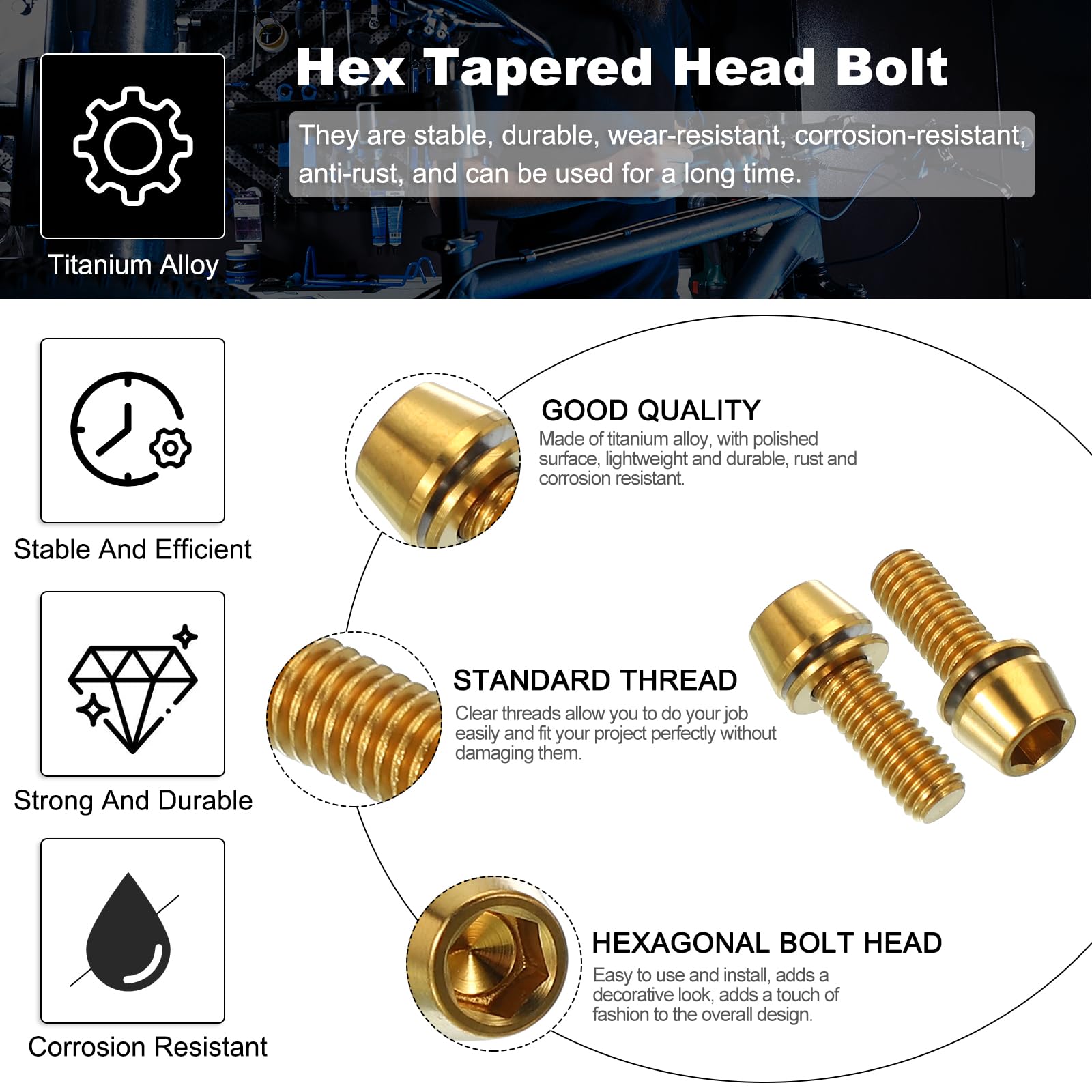 PATIKIL M6x16mm Titanium Bicycle Stem Bolt - Image 3