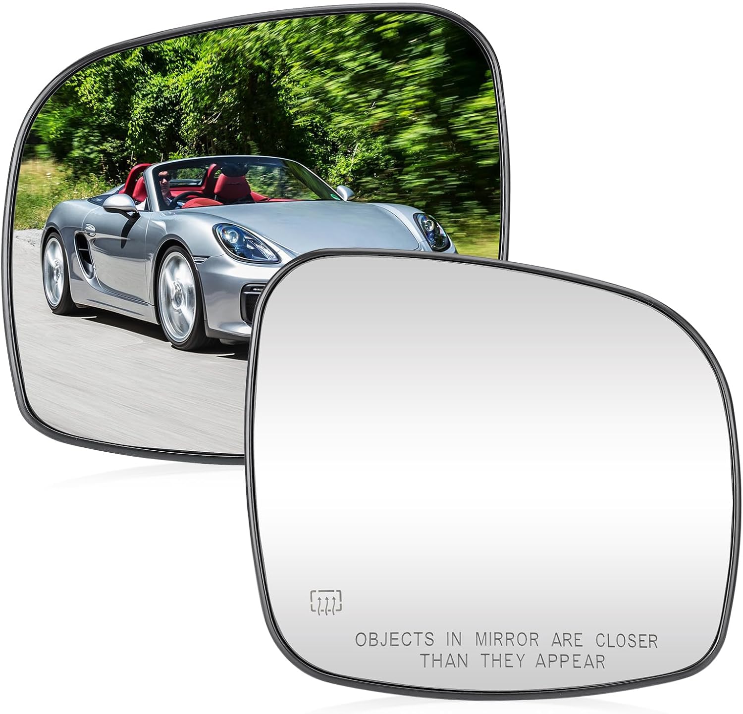 Driver Left & Passenger Right Side Heated Mirror Glass Compatible with Chrysler Town & Country 2008-2016 for Dodge Grand Caravan 2008-2020 for RAM CV 2012-2015 (without Automatic Dimming)