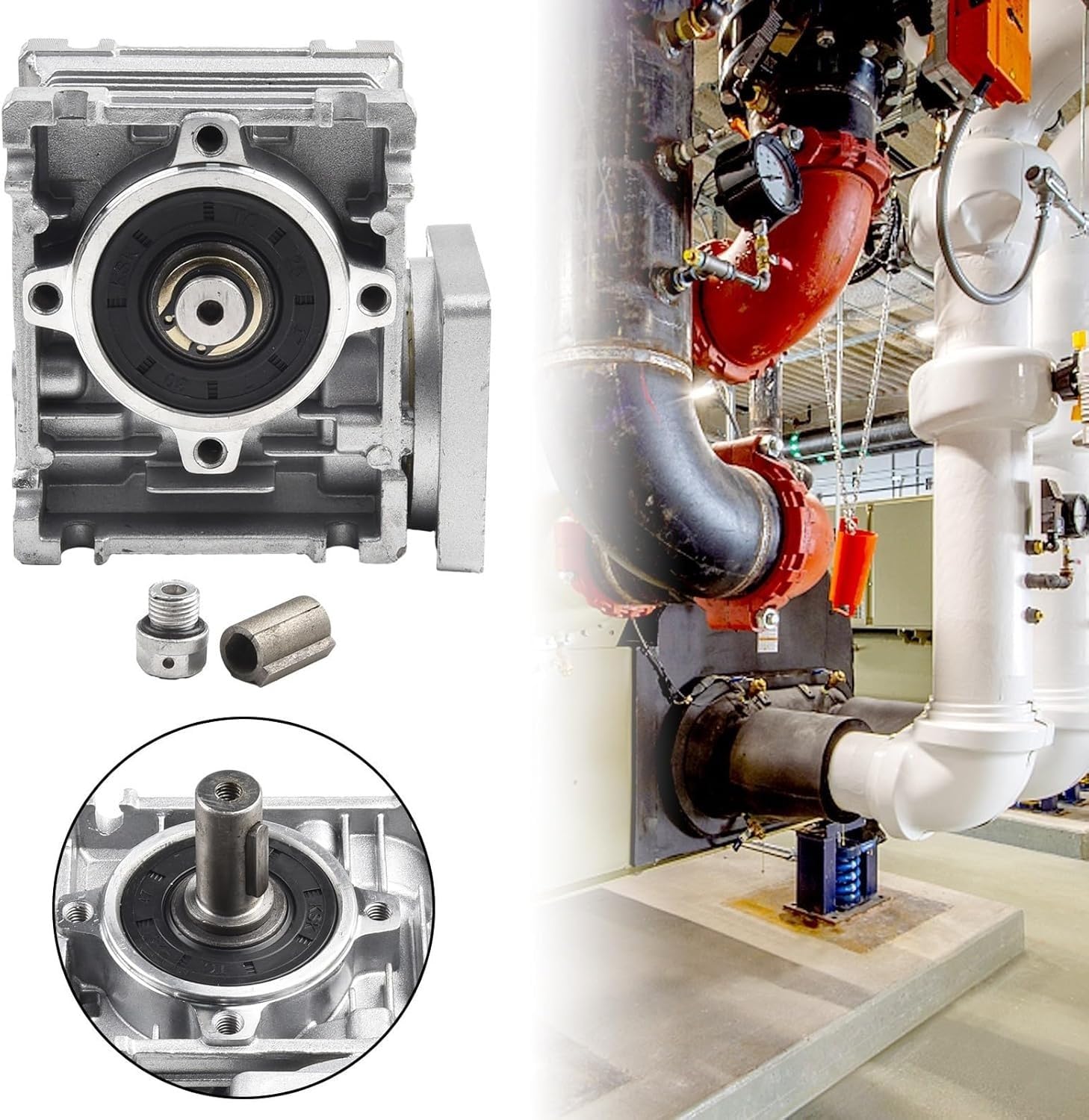 Gear Reduction Box Stepper Motor Gear Assembly RV30 for NMRV-030 Worm Gearbox Speed Reducer Square Type for Stepper Motor for NMRV30 Output Bore/Hole 14mm Shaft Gearbox for Motors Worm Drive Gearbox