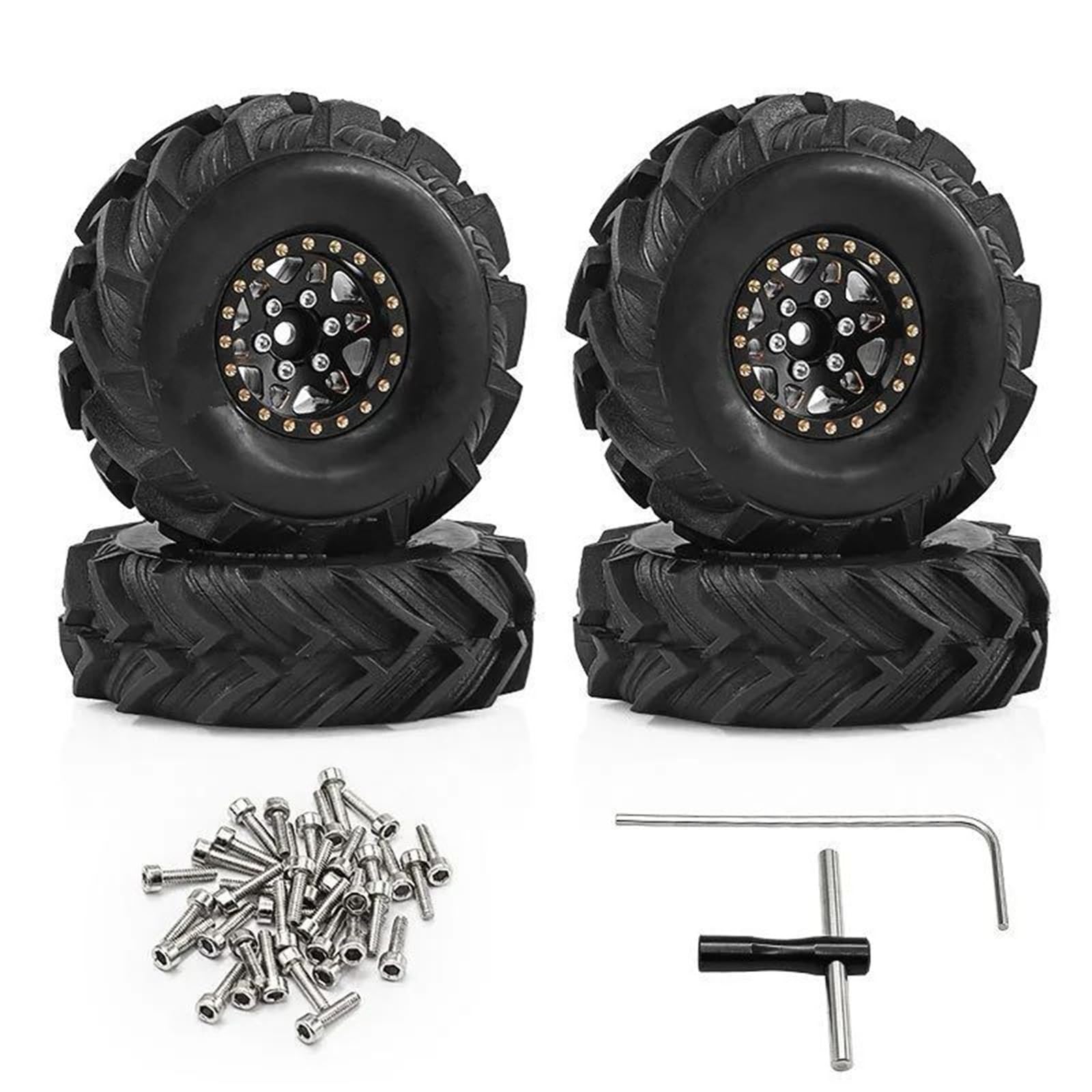 Per TRX4M Per SCX24 1/18 RC Auto Parti Aggiornamento 4pcs 1.0 Metallo Beadlock Ruota Set Pneumatici Accessori Decorativi Ricambio Ricambi Modellini RC