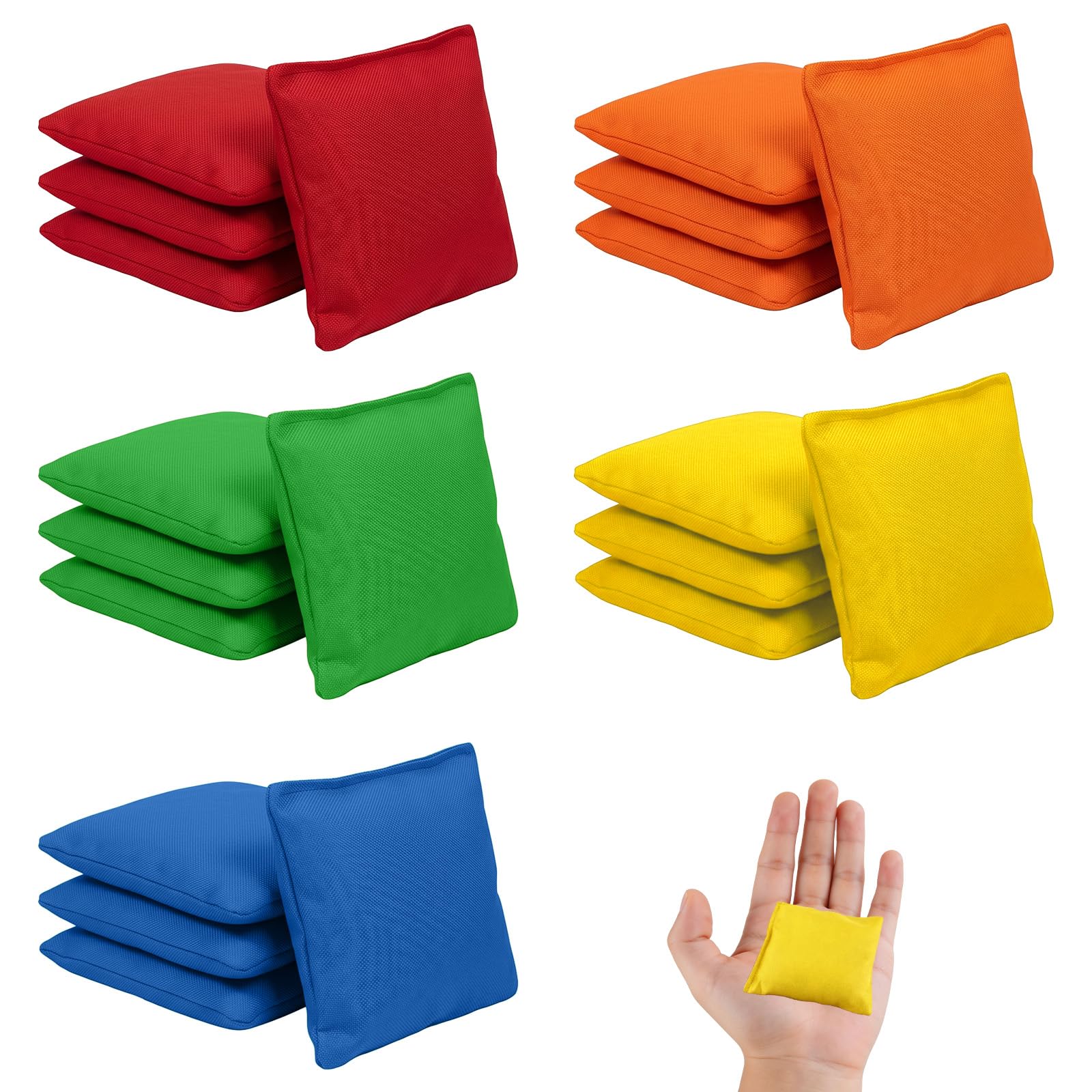 Bean Bags Kids Throwing - 20 pcs 5cm*5cm Small Bean Bag Toss for Children's Outdoor School Activity Games, Ideal for Hand Toss Cornhole Game Indoor Outdoor Family Party Activities, 5 Colours