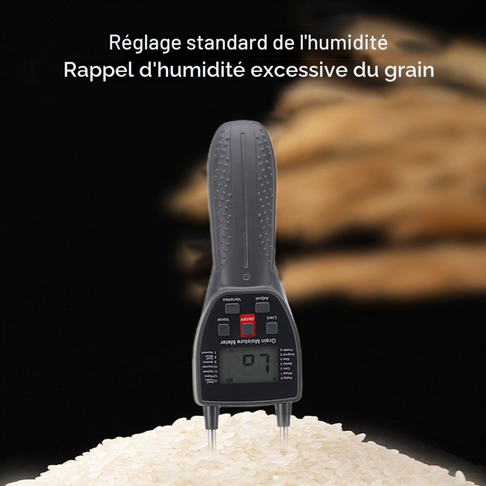 Humidimètre de Foin Portable, Testeur de Balles de Foin avec Sonde, Compteur de Grains Numérique, pour Surveiller Garantissant une qualité Optimale du Foin, pour le blé, le Maïs,