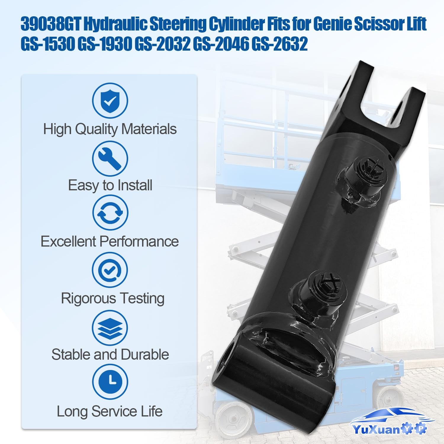 Hydraulic Steering Cylinder 39038GT Fits for Genie Scissor Lift GS-1530 GS-1930 GS-2032 GS-2046 GS-2632