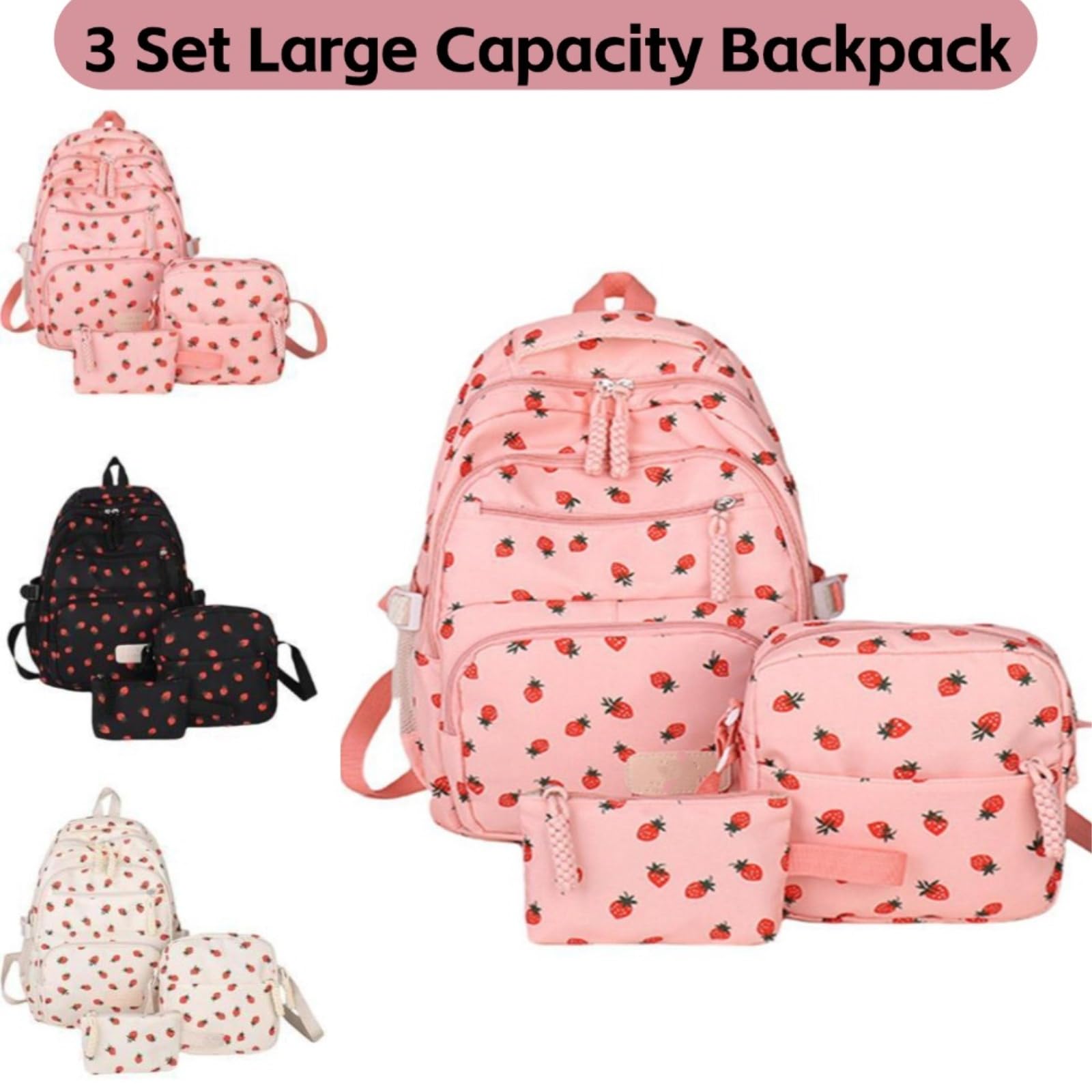 Rucksack 3 Set Große Kapazität Einfache Modische Schultasche Verstellbarer Gurt College Tasche Reisen-c