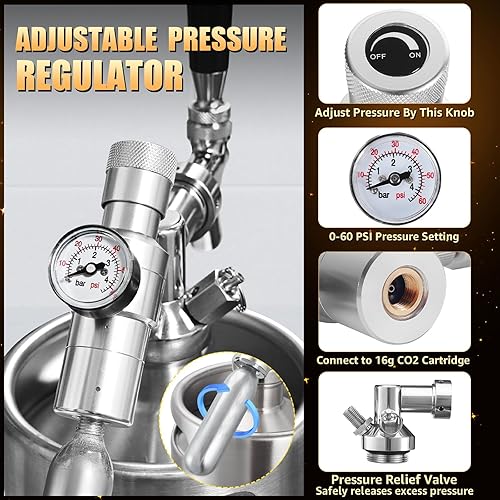 Miniatura 5 de Mini Growler de barril de 128 onzas, sistema dispensador de cerveza de barril presurizado, sistema portátil de acero inoxidable para cultivar