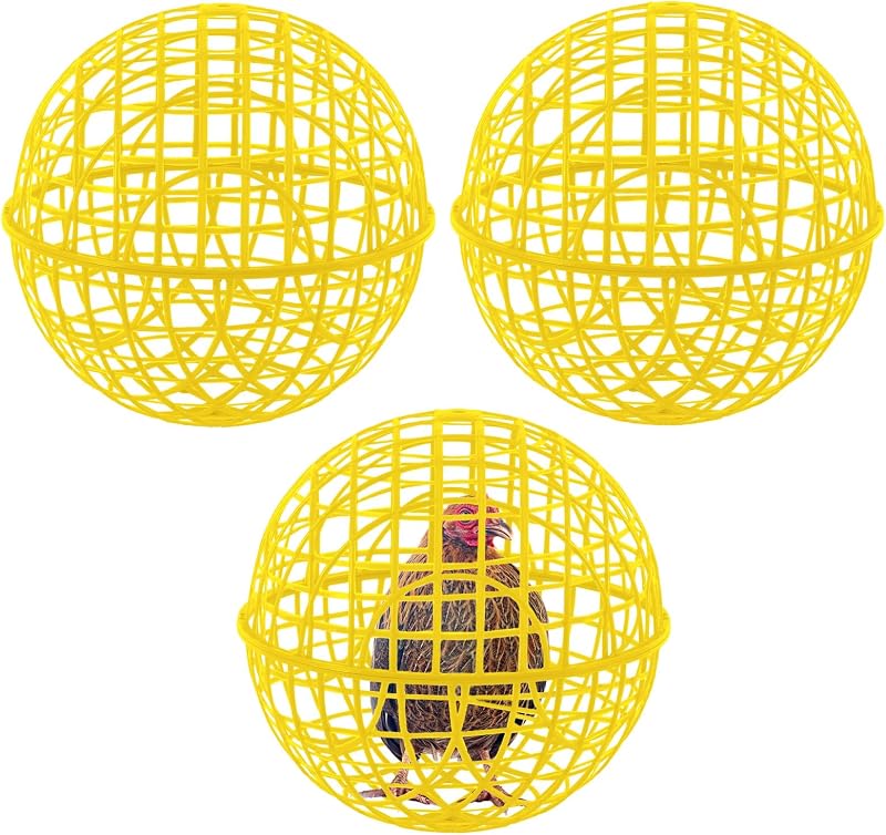 Gaiola esférica de plástico para pequenos animais AceOrbit, amarela, 40 cm, pacote com 3