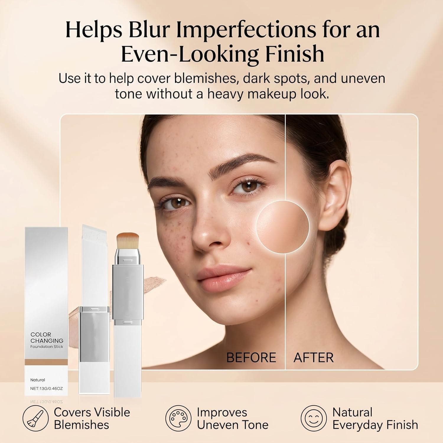 Love Color-Changing Foundation Stick with Brush, Concealer and Primer