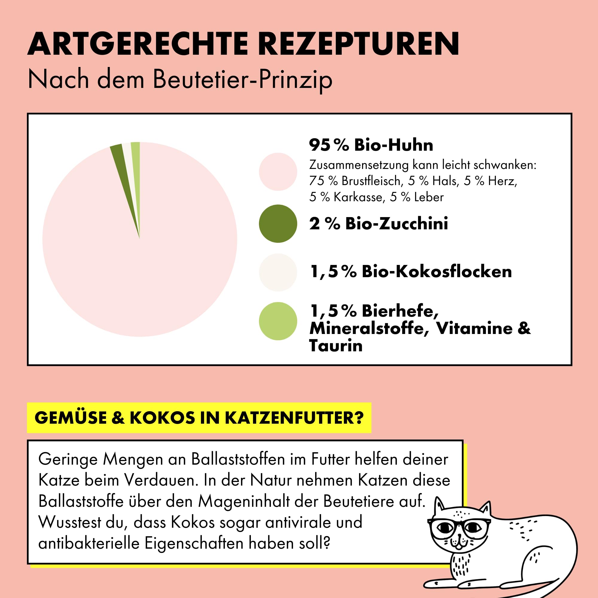 STRAYZ Bio Katzenfutter Nass – Huhn & Zucchini | 12x400g Dose | Nassfutter mit 95% Bio-Fleisch, getreidefrei & ohne Zucker, Monoprotein, ohne Bindemittel