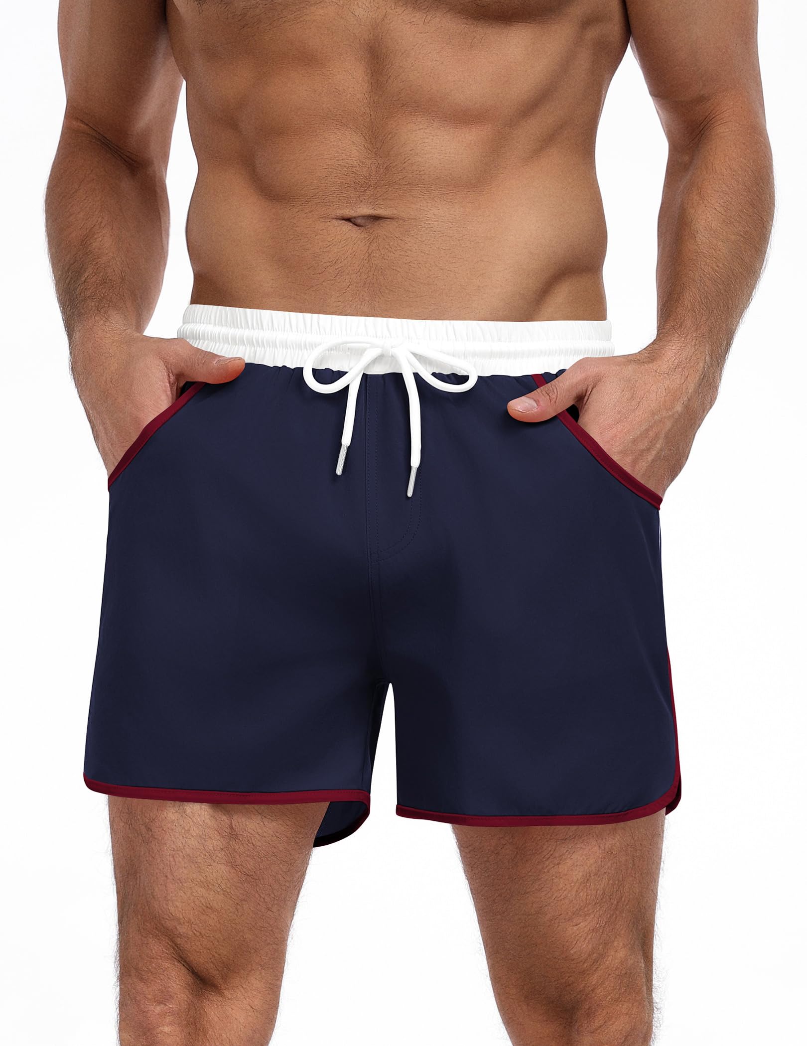 COOFANDY Men's Swim Trunks Quick Dry Swimsuit Color Block Board Short Bathing Suit Swimwear with Mesh Liner