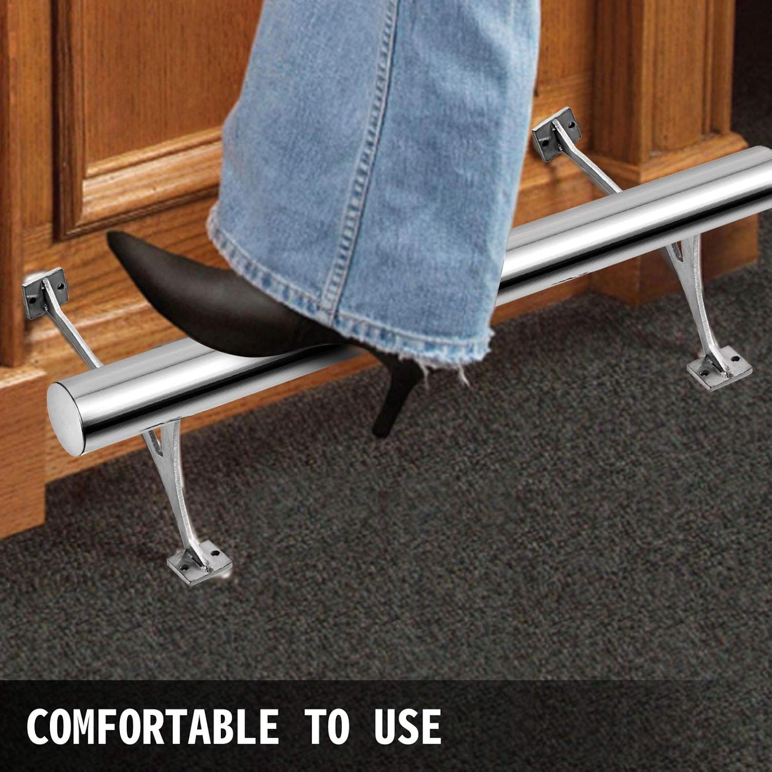 Onе-Dау Sаlе: Uр tо 40% оƒƒ VBENLEM 4FT Length Bar Foot Rail Kit，2''OD Solid Mount Brushed Stainless Steel Rail Tubing Kit, for Floor &Wall,Bar Foot Rest with 2 Combination Brackets &2 Flat End Caps